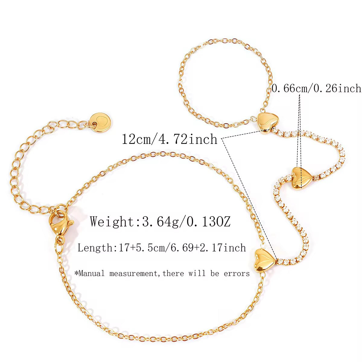Crystal Heart Hand Chain