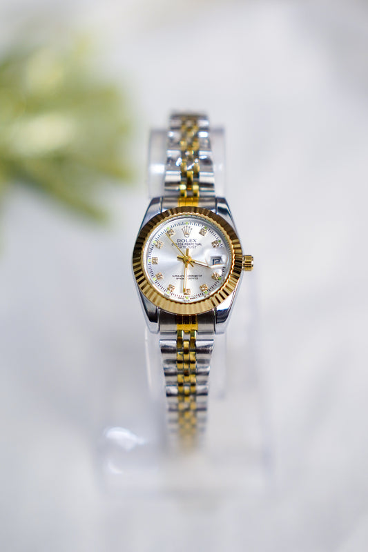 Rolex Date Oyster white Dial Woman Watch