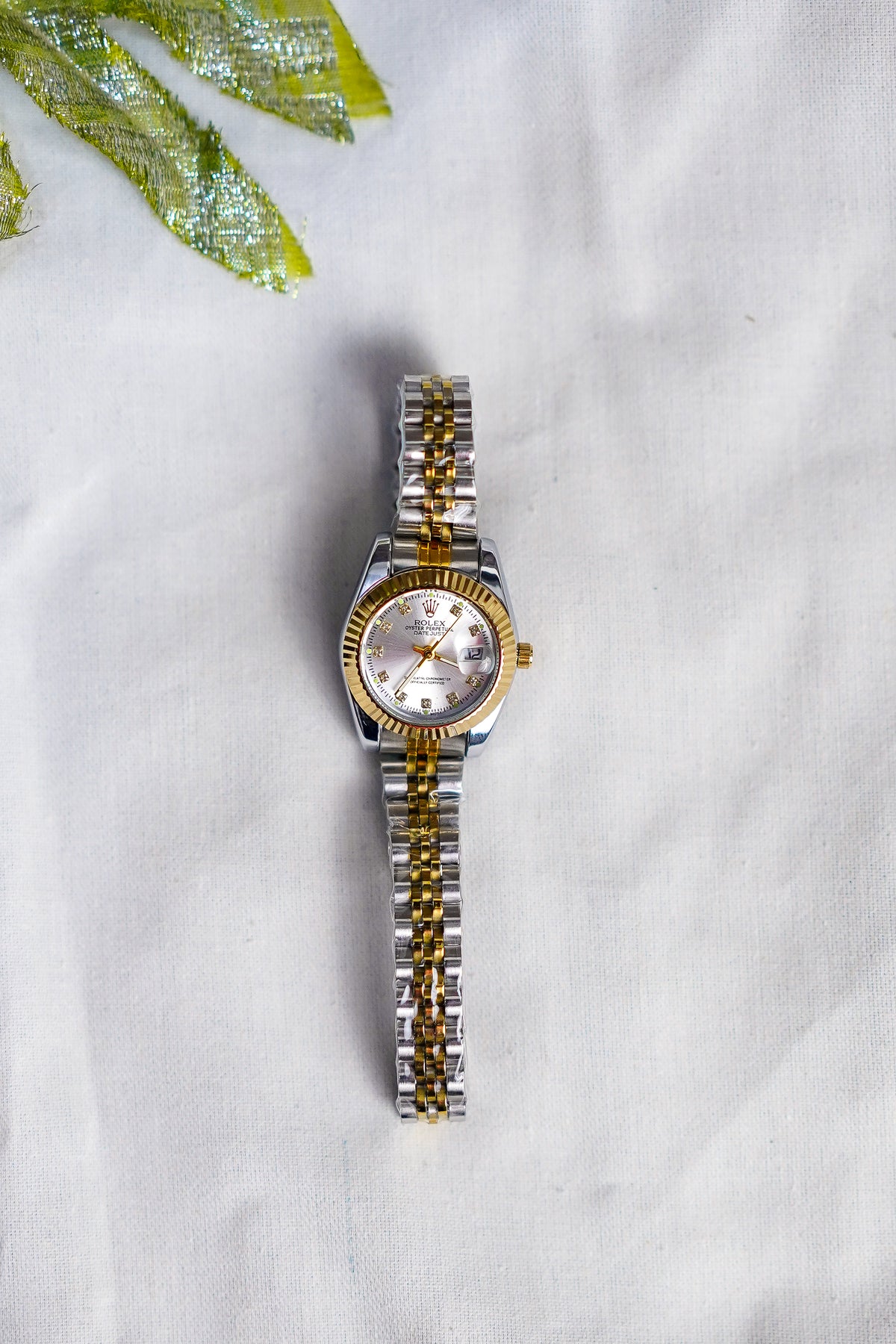 Rolex Date Oyster white Dial Woman Watch