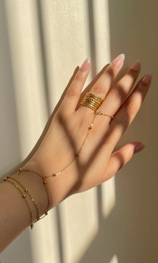 Double layered gold hand chain