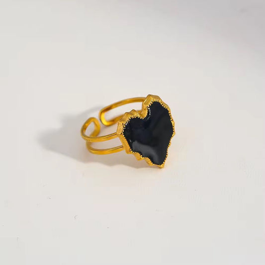 Enamel heart ring